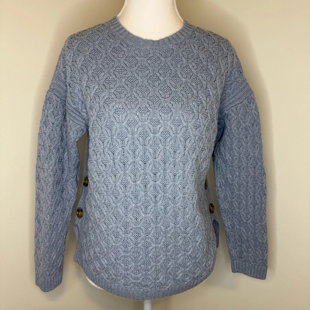 JEANNE PIERRE Light Blue Cable Knit Sweater